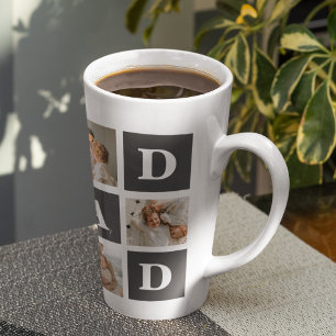 Modern Zwart   Collage Foto   Papa Beste Cadeau Latte Mok