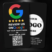 Modern Zwart Custom Logo en QR Code Google Review Visitekaartje