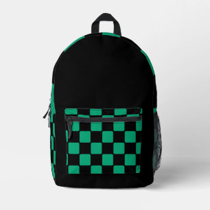 Modern zwart design met groen en blauw bedrukte rugzak