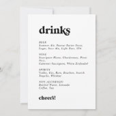Modern Zwart Dubbelzijdig Bruiloft Drinken Menu Si Kaart (Achterkant)