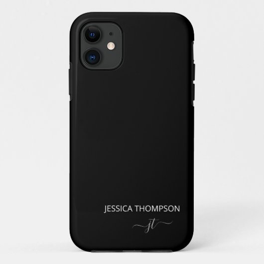 Modern zwart, eenvoudig script, meisjesmonogram Case-Mate iPhone case (Achterkant)