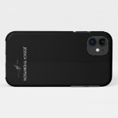 Modern zwart, eenvoudig script, meisjesmonogram Case-Mate iPhone case (Achterkant (horizontaal))