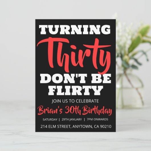 Modern Zwart Eenvoudig Volwassene 30e Verjaardag U Kaart (Staand voorkant)