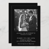 Modern Zwart Eenvoudige Bruiloft Uitnodiging Met F (Voorkant / Achterkant)