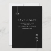 Modern zwart Elegant Monogram Bruiloft Save The Date (Voorkant)