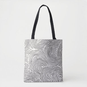 Modern zwart en beige gestreept draagtas