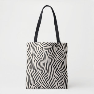 Modern zwart en beige natuur gestreept draagtas