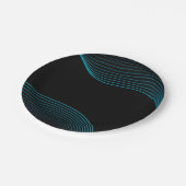 Modern zwart en blauw Abstract Wavy Lines Papier P Papieren Bordje (Gekanteld)