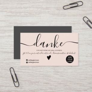 Modern zwart en blush orde Duits dank u Visitekaartje