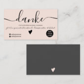 Modern zwart en blush orde Duits dank u Visitekaartje (Voorkant / Achterkant)