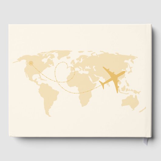 Modern Zwart en Goud Bestemming Paspoort Bruidswed Gastenboek (Achterkant)