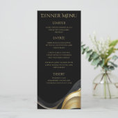 Modern zwart en goud bruiloft diner en bar menu (Staand voorkant)
