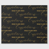 Modern Zwart en Goud Gefeliciteerd Afstuderen Cadeaupapier (Vlak)