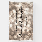 Modern Zwart en Goud Glitter Bruiloft Welkomstbord Spandoek (Verticaal)