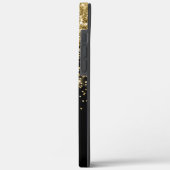Modern zwart en goud glitter initiaal monogram Case-Mate iPhone case (Achterkant / Links)