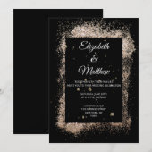 Modern zwart en goud glitter minimalistische bruil kaart (Voorkant / Achterkant)