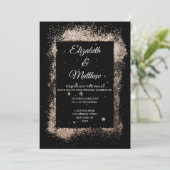 Modern zwart en goud glitter minimalistische bruil kaart (Staand voorkant)