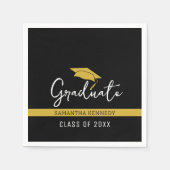 Modern zwart en goud klasse van 2025 Afstudeerders Servet (Voorkant)
