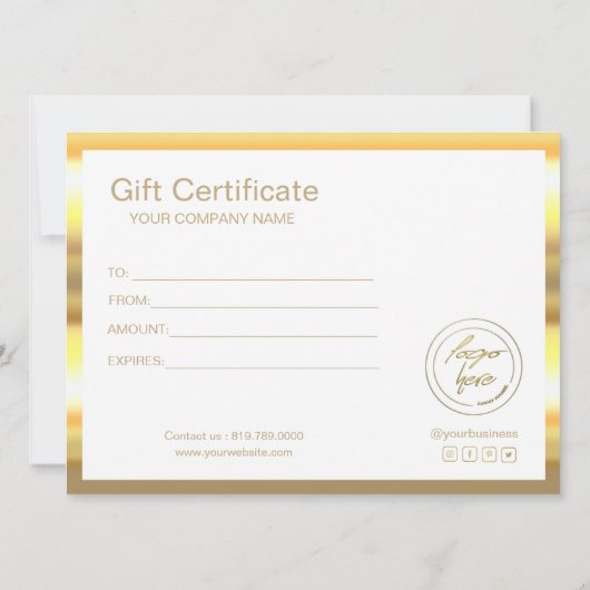 Modern zwart en goud | Logo Cadeaubon (Achterkant)