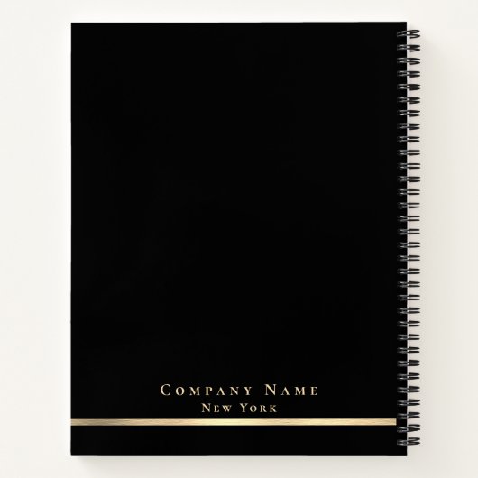 Modern zwart en goud monogram executive spiraal notitieboek (Achterkant)