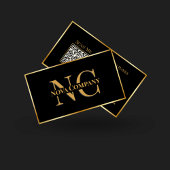 Modern zwart en goud Monogram Visitekaartje