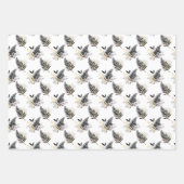 Modern zwart en goud op wit gecoördineerd inpakpapier vel (Voorkant)