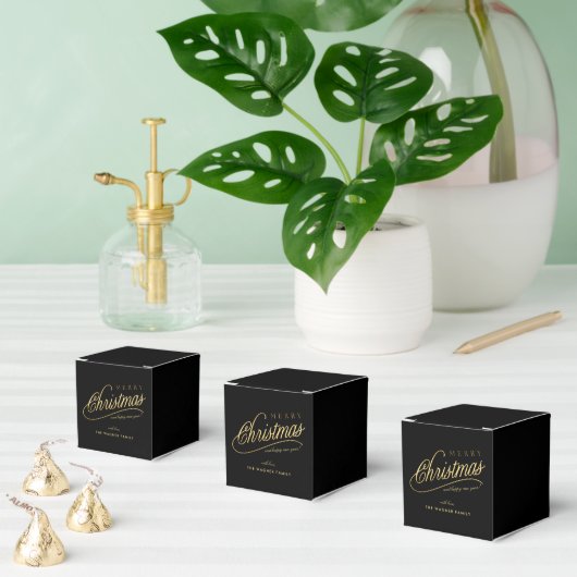 Modern zwart en goud script Vrolijk kerstfeest Bedankdoosjes (Meervoudige)