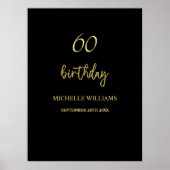 Modern Zwart en Goud Verjaardagsfeest Poster (Voorkant)