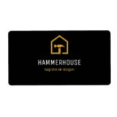 Modern zwart en gouden constructie retouradres etiket (Voorkant)