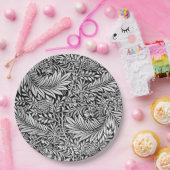 Modern Zwart en Grijs Bloemen Botanisch Papieren Bordje (Feest)