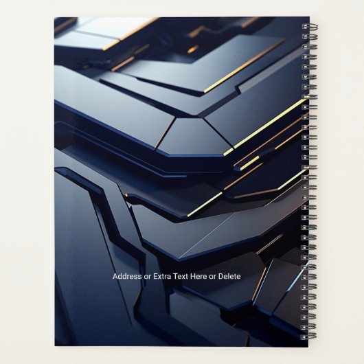 Modern zwart en grijs geometrisch ontwerp, naam en planner (Achterkant)