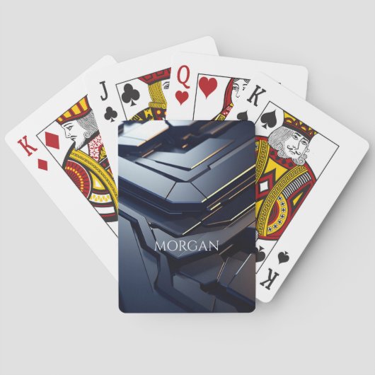 Modern zwart en grijs geometrisch ontwerp, witte n pokerkaarten (Achterkant)