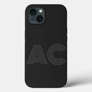 Modern zwart en grijs monogram iPhone 13 hoesje