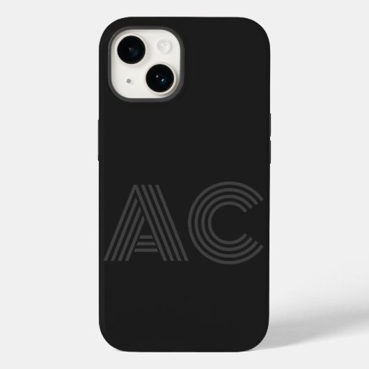 Modern zwart en grijs monogram Case-Mate iPhone case (Achterkant)