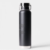 Modern zwart en grijs monogram waterfles (Achterkant)