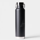 Modern zwart en grijs monogram waterfles (Voorkant)