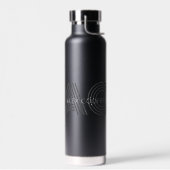 Modern zwart en grijs monogram waterfles (Links)