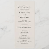 Modern zwart en ivoor minimalistische bruiloft programma (Voorkant)