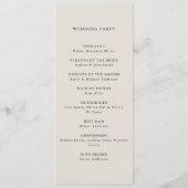 Modern zwart en ivoor minimalistische bruiloft programma (Achterkant)