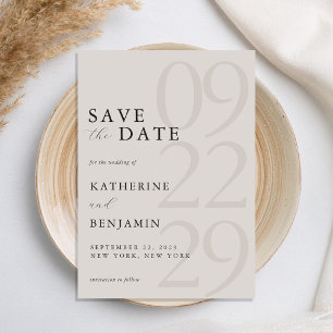 Modern zwart en ivoor minimalistische bruiloft save the date