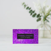 Modern zwart en Paarse glitter & sparkles Visitekaartje (Staand voorkant)