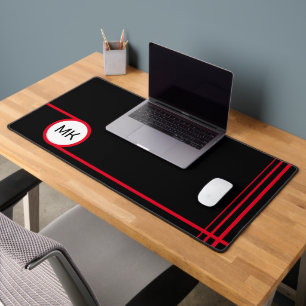 Modern zwart en rood monogram bureaumat