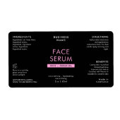 Modern zwart en roze 2 OZ druppelaar flesetiket Etiket (Voorkant)