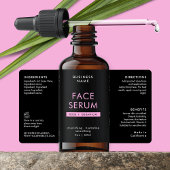 Modern zwart en roze 2 OZ druppelaar flesetiket Etiket