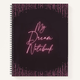 Modern zwart en roze Elegant Glow My Dream Notitieboek