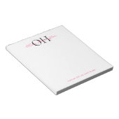 Modern Zwart en Roze Script Classic Monogram Notitieblok (Schuin)