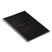 Modern Zwart en Roze Script Classic Monogram Notitieboek (Rechterzijde)