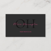 Modern zwart en roze script QR-code Visitekaartje (Voorkant)