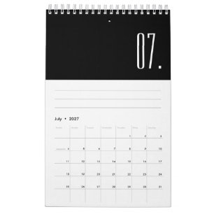 Modern Zwart En Wit Minimalistisch  Kalender
