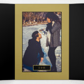 Modern zwart en zacht goud, bruiloft suite drieluik uitnodiging (Binnenkant midden)